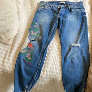 Zara jean with pattern stitching